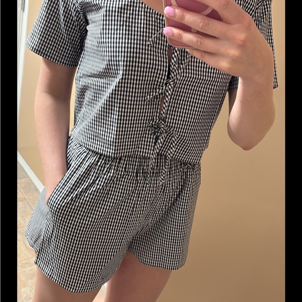 Black and White Gingham Women's Shorts